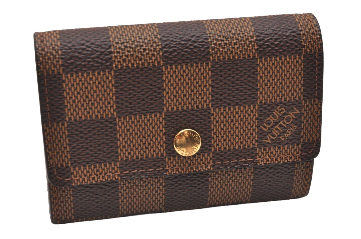 Authentic Louis Vuitton Damier Porte Monnaie Plat Coin Purse N61930 LV 0040J