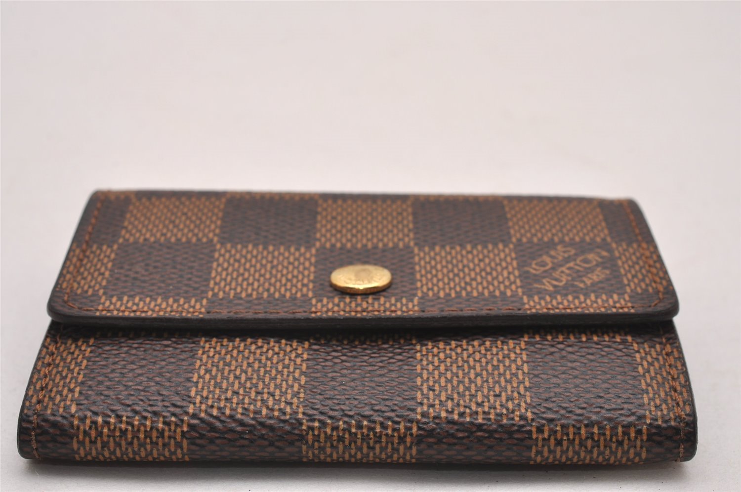 Authentic Louis Vuitton Damier Porte Monnaie Plat Coin Purse N61930 LV 0040J