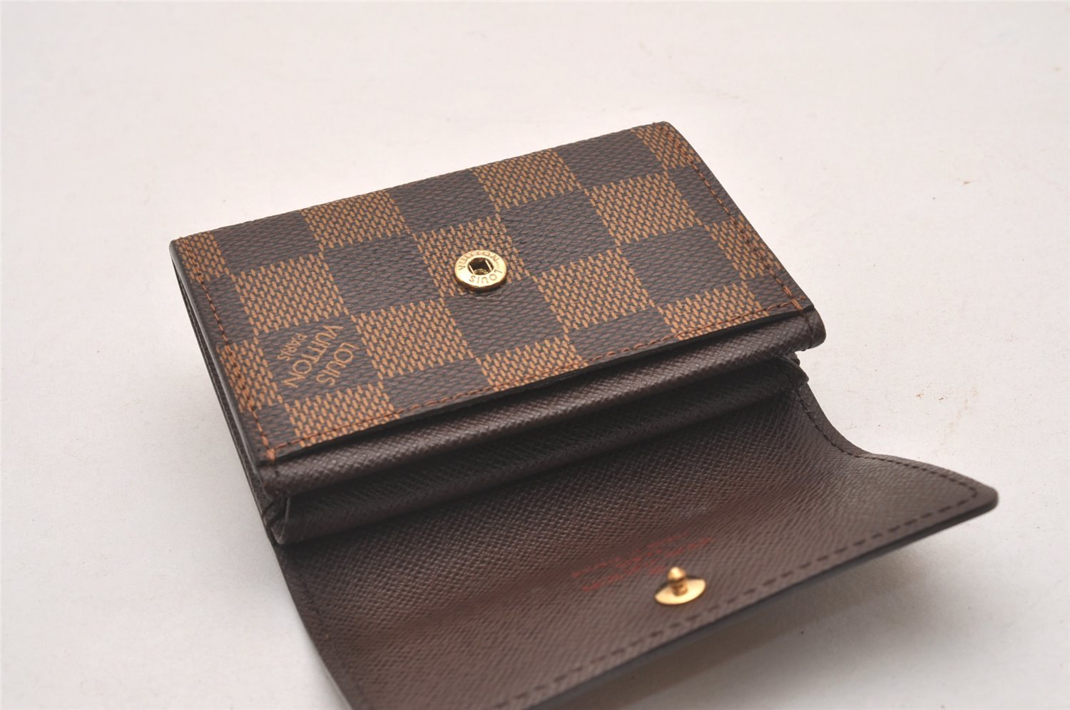 Authentic Louis Vuitton Damier Porte Monnaie Plat Coin Purse N61930 LV 0040J