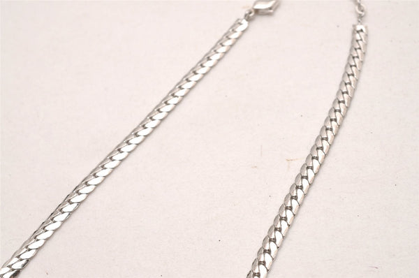 Authentic Christian Dior Silver Tone Chain Rhinestone Necklace CD 0041J