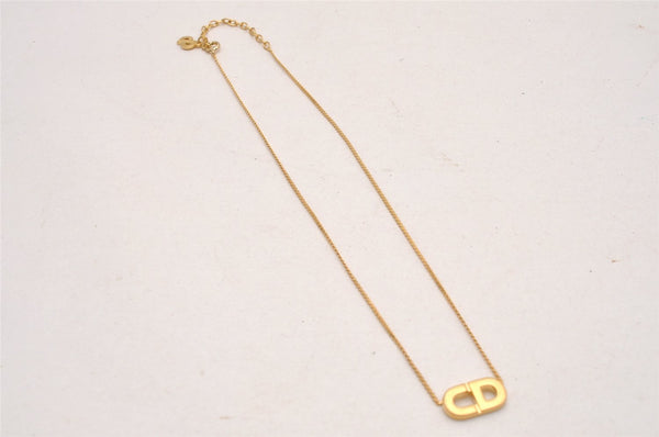 Authentic Christian Dior Gold Tone Chain Pendant Necklace CD 0042J