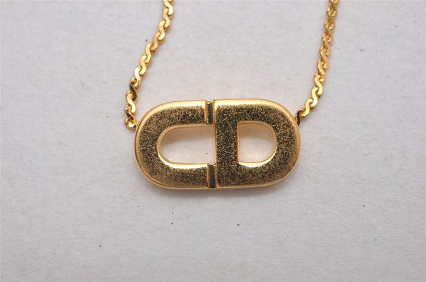 Authentic Christian Dior Gold Tone Chain Pendant Necklace CD 0042J