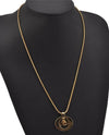 Authentic Christian Dior Gold Tone Chain Pendant Necklace Choker 2Set Box 0043J