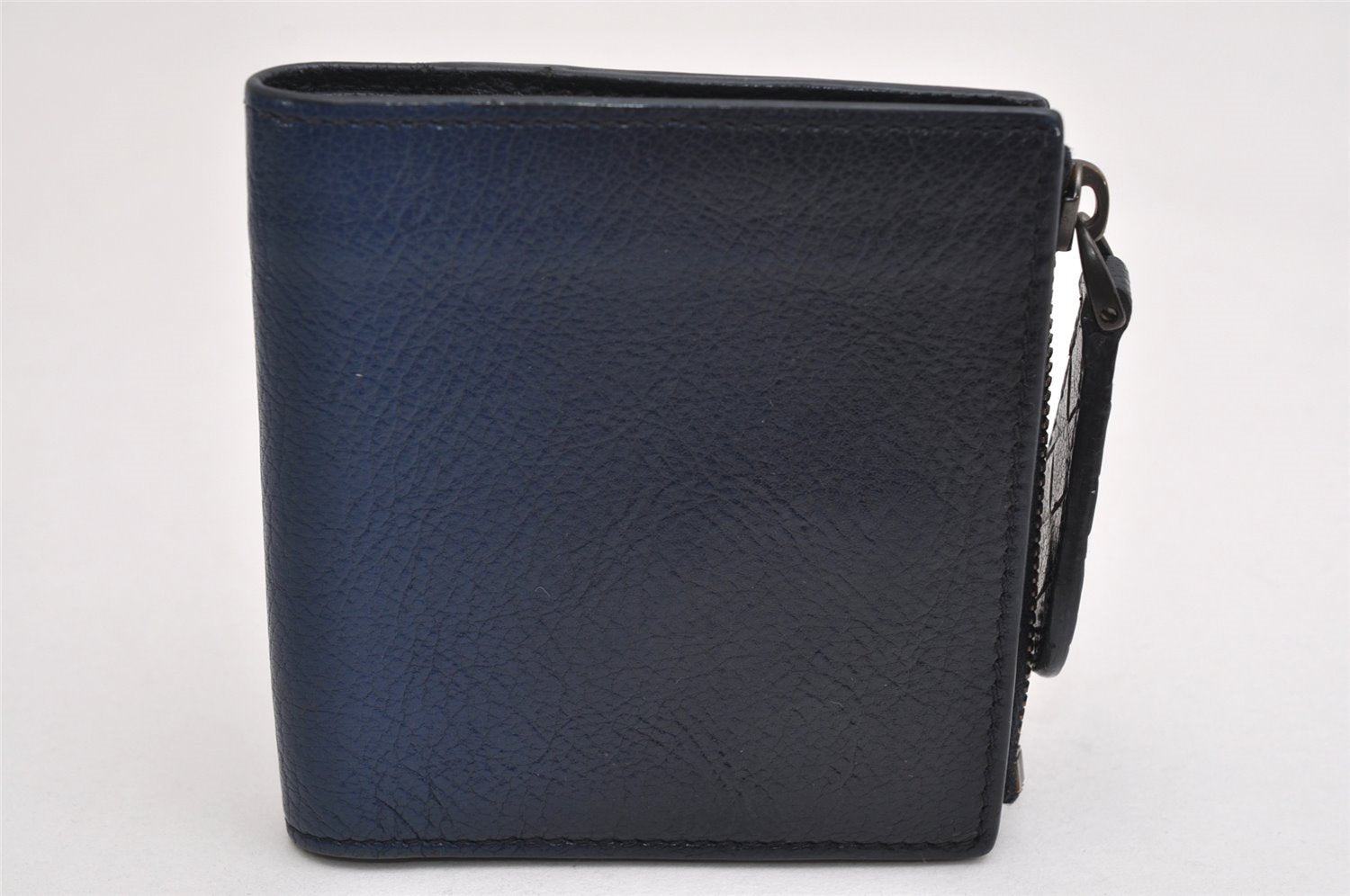 Authentic BOTTEGA VENETA Vintage Bifold Wallet Purse Navy Blue Box 0044K