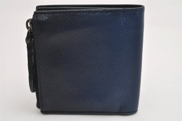 Authentic BOTTEGA VENETA Vintage Bifold Wallet Purse Navy Blue Box 0044K