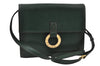 Authentic CELINE Vintage Shoulder Cross Body Bag Purse Leather Green 0045J