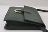 Authentic CELINE Vintage Shoulder Cross Body Bag Purse Leather Green 0045J