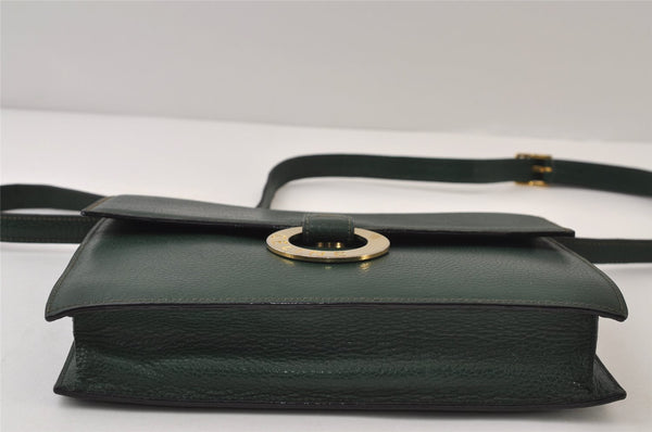 Authentic CELINE Vintage Shoulder Cross Body Bag Purse Leather Green 0045J