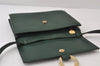 Authentic CELINE Vintage Shoulder Cross Body Bag Purse Leather Green 0045J