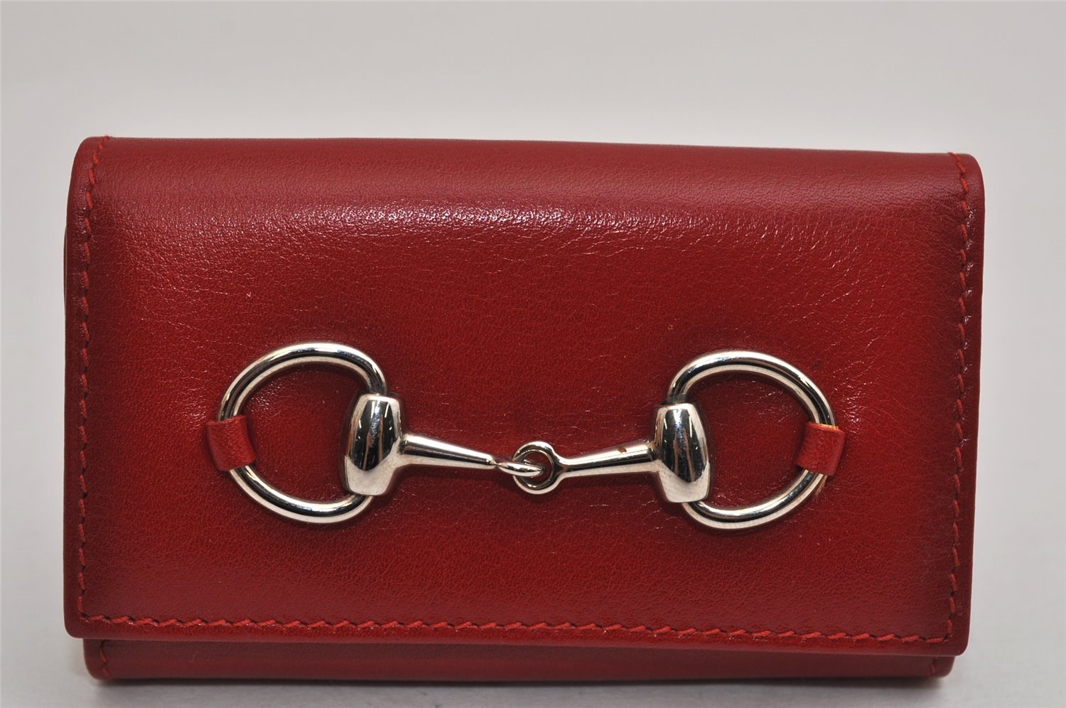 Authentic GUCCI Horsebit 6 Key Case Holder Purse Leather Red Box 0045K