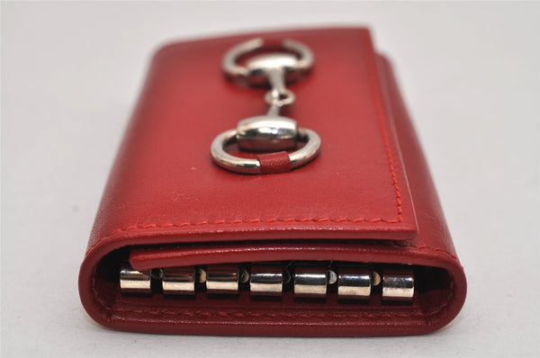 Authentic GUCCI Horsebit 6 Key Case Holder Purse Leather Red Box 0045K