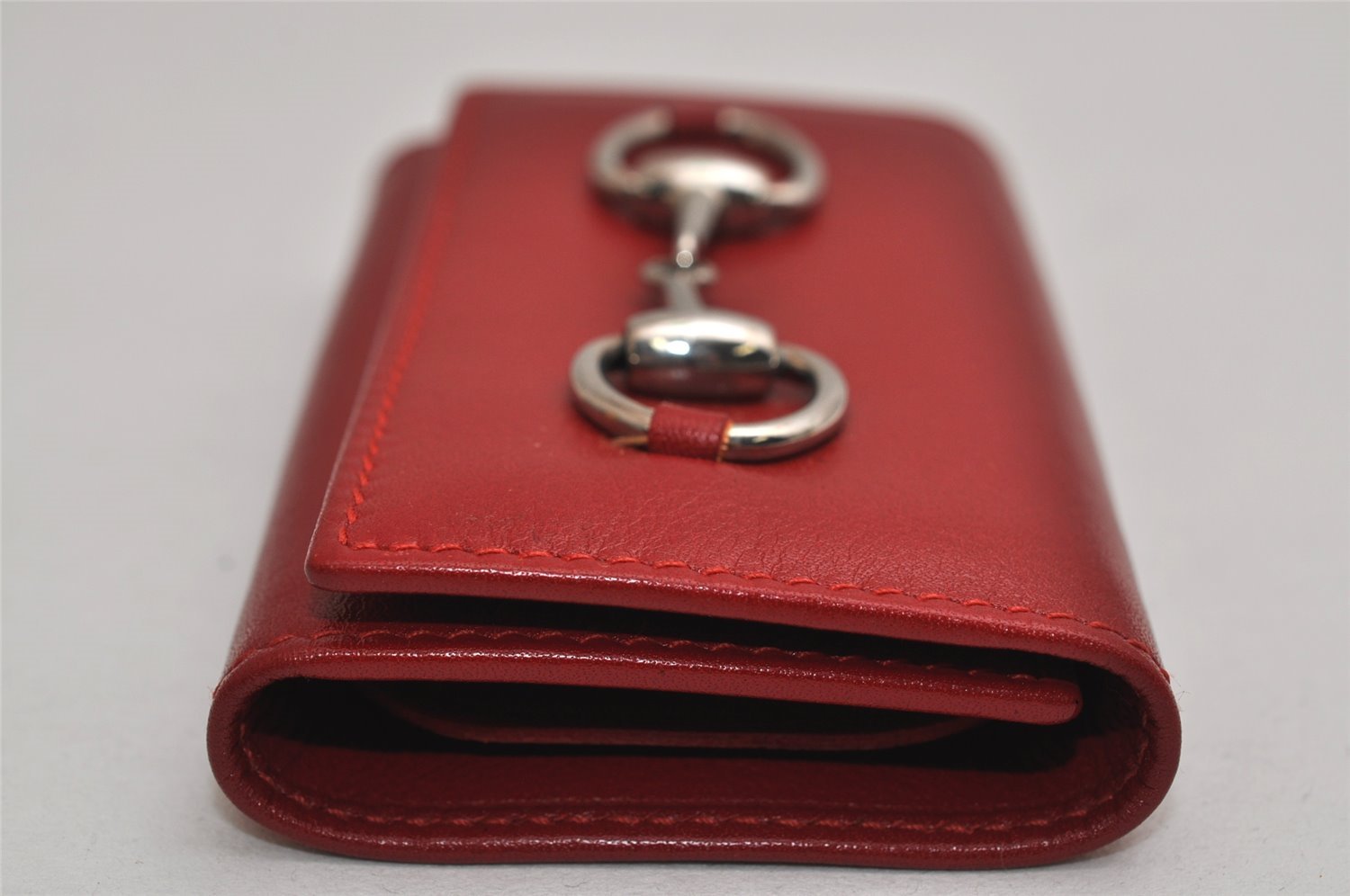 Authentic GUCCI Horsebit 6 Key Case Holder Purse Leather Red Box 0045K