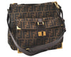 Authentic FENDI Zucca Shoulder Cross Bag Purse Canvas Leather Brown 0046J