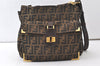 Authentic FENDI Zucca Shoulder Cross Bag Purse Canvas Leather Brown 0046J