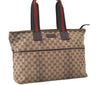 Authentic GUCCI Web Sherry Line Tote Bag GG Canvas Leather 155524 Brown 0047J