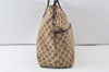 Authentic GUCCI Web Sherry Line Tote Bag GG Canvas Leather 155524 Brown 0047J