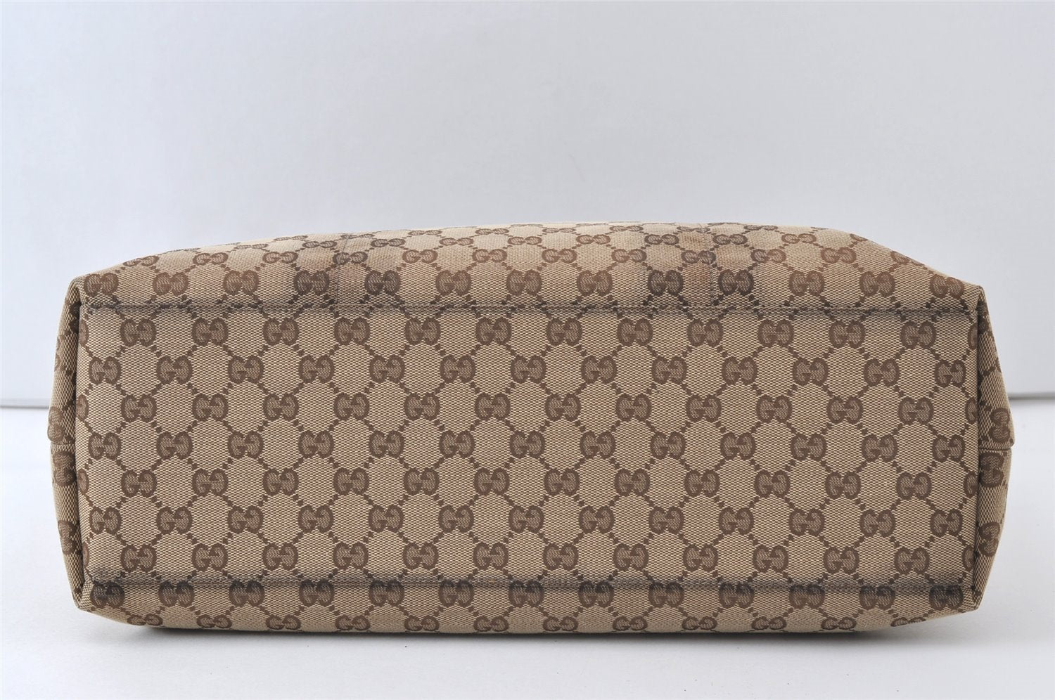 Authentic GUCCI Web Sherry Line Tote Bag GG Canvas Leather 155524 Brown 0047J