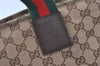 Authentic GUCCI Web Sherry Line Tote Bag GG Canvas Leather 155524 Brown 0047J