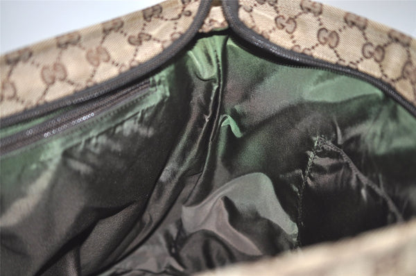 Authentic GUCCI Web Sherry Line Tote Bag GG Canvas Leather 155524 Brown 0047J