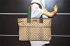 Authentic GUCCI Web Sherry Line Tote Bag GG Canvas Leather 155524 Brown 0047J