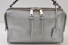 Authentic FENDI Selleria 2Way Hand Boston Bag Purse Leather Silver 0048J