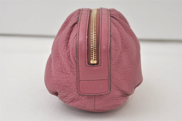 Authentic GUCCI Vintage Bamboo Cosmetic Pouch Purse Leather 246175 Pink 0048K