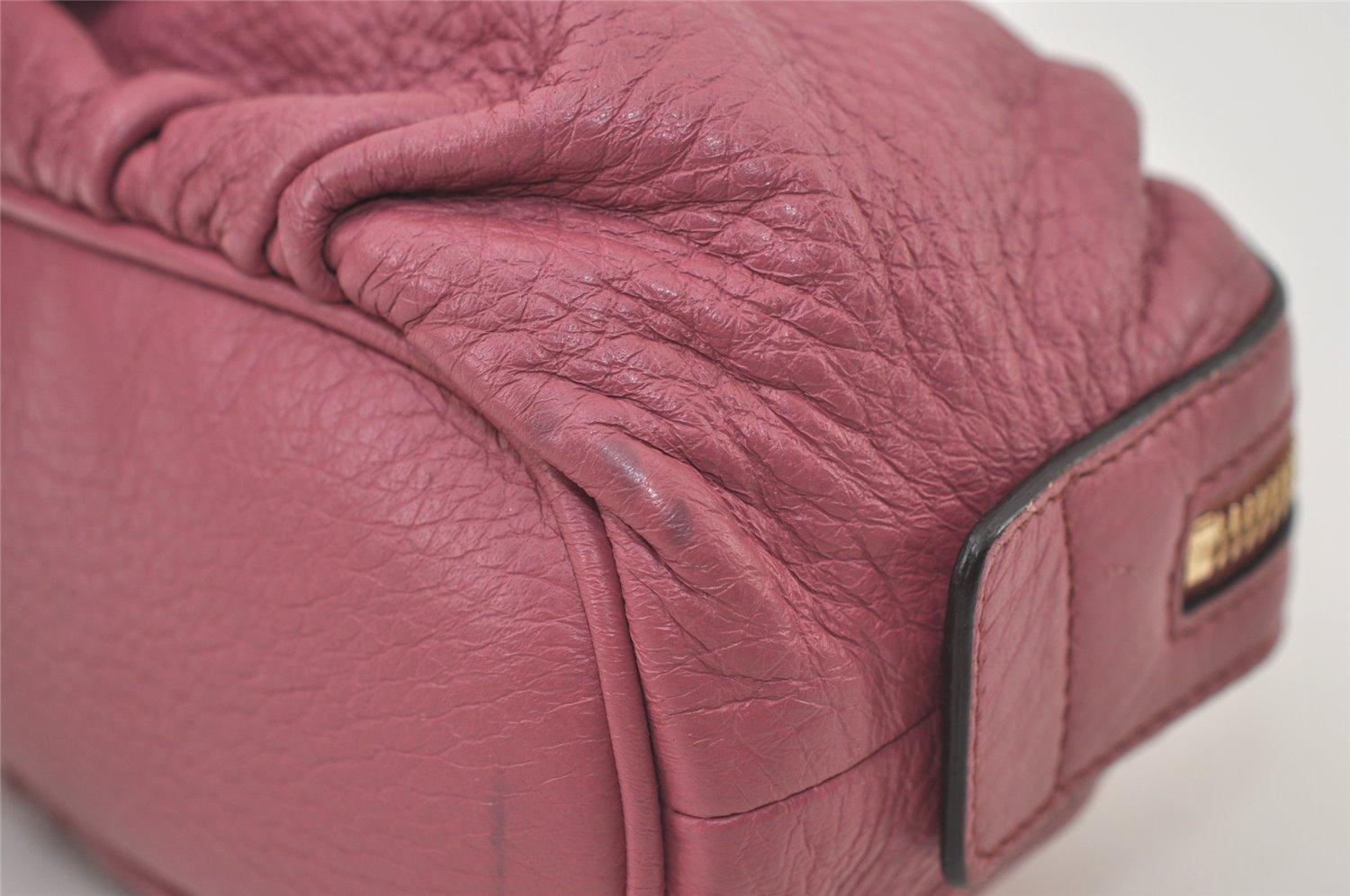 Authentic GUCCI Vintage Bamboo Cosmetic Pouch Purse Leather 246175 Pink 0048K