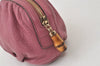 Authentic GUCCI Vintage Bamboo Cosmetic Pouch Purse Leather 246175 Pink 0048K