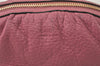 Authentic GUCCI Vintage Bamboo Cosmetic Pouch Purse Leather 246175 Pink 0048K