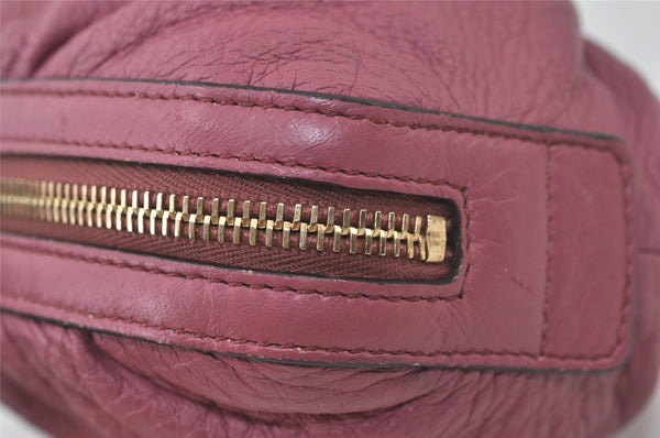 Authentic GUCCI Vintage Bamboo Cosmetic Pouch Purse Leather 246175 Pink 0048K