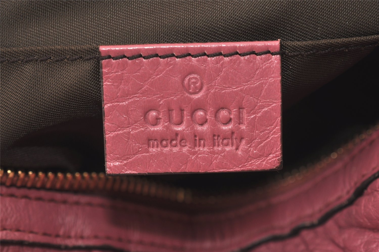 Authentic GUCCI Vintage Bamboo Cosmetic Pouch Purse Leather 246175 Pink 0048K