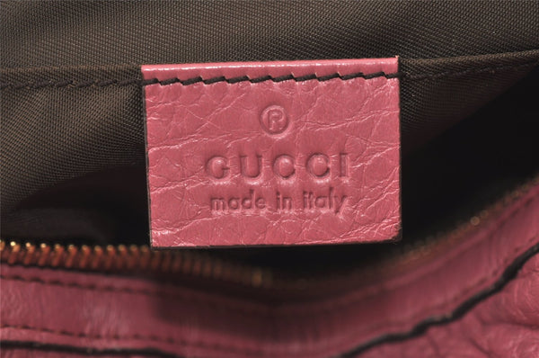 Authentic GUCCI Vintage Bamboo Cosmetic Pouch Purse Leather 246175 Pink 0048K