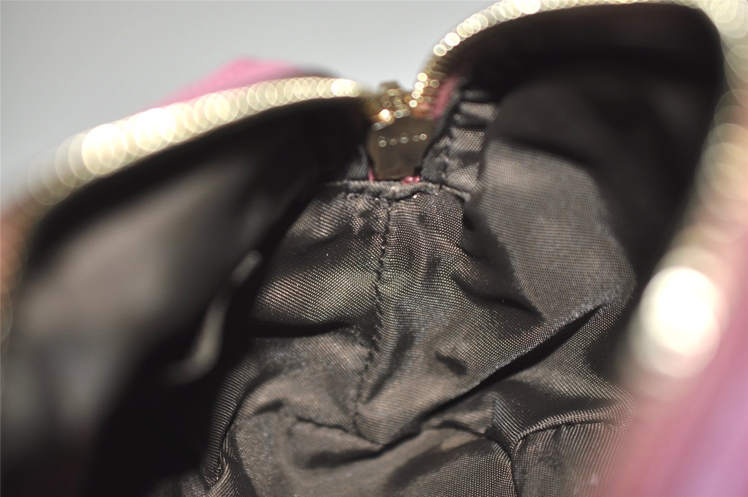 Authentic GUCCI Vintage Bamboo Cosmetic Pouch Purse Leather 246175 Pink 0048K