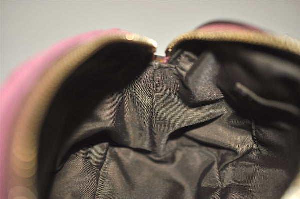 Authentic GUCCI Vintage Bamboo Cosmetic Pouch Purse Leather 246175 Pink 0048K