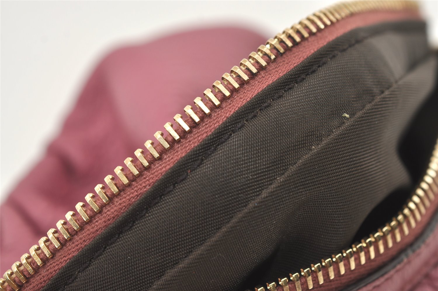 Authentic GUCCI Vintage Bamboo Cosmetic Pouch Purse Leather 246175 Pink 0048K