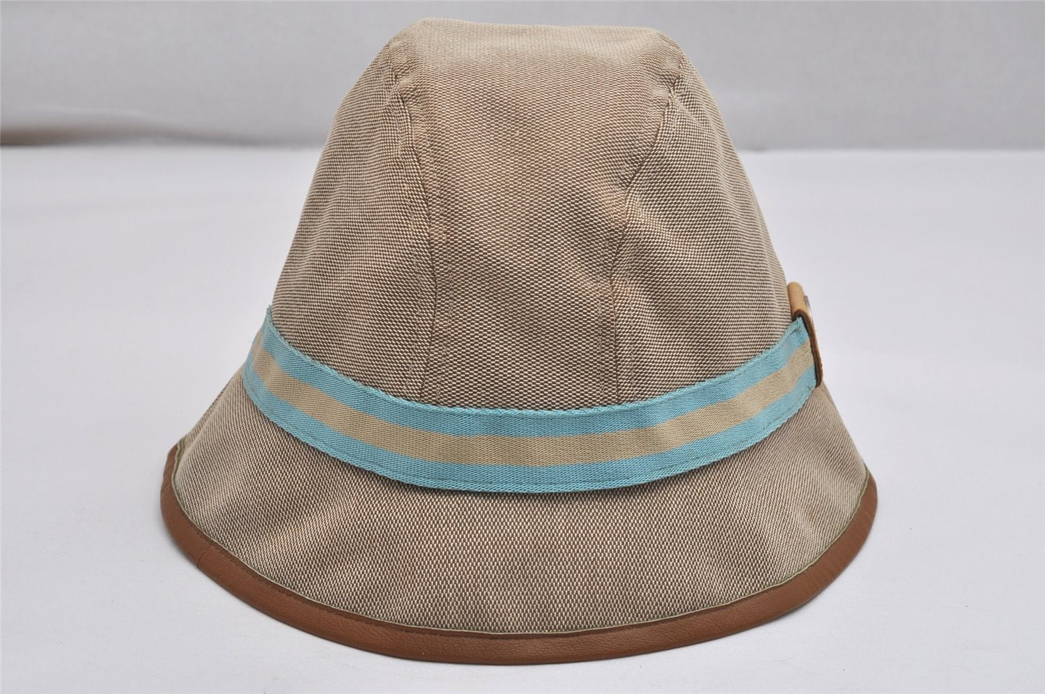 Authentic GUCCI Sherry Line Bucket Hat Canvas Leather Size L Beige 0049K