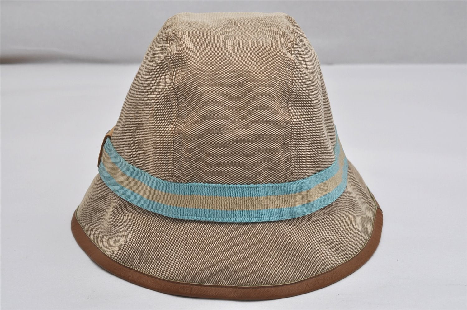 Authentic GUCCI Sherry Line Bucket Hat Canvas Leather Size L Beige 0049K