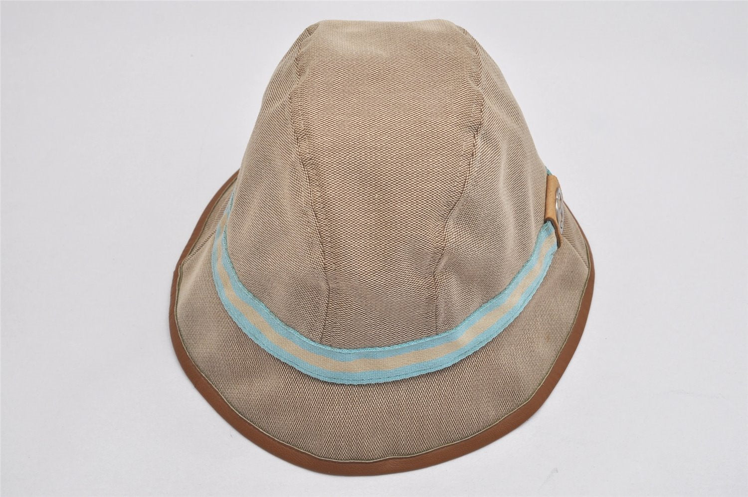 Authentic GUCCI Sherry Line Bucket Hat Canvas Leather Size L Beige 0049K