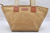 Authentic GUCCI Vintage Shoulder Tote Bag GG Nylon Leather 131230 Beige 0050J