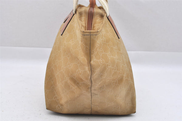 Authentic GUCCI Vintage Shoulder Tote Bag GG Nylon Leather 131230 Beige 0050J