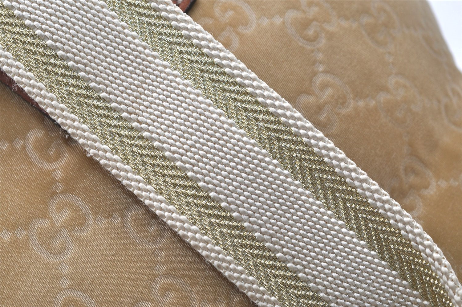 Authentic GUCCI Vintage Shoulder Tote Bag GG Nylon Leather 131230 Beige 0050J