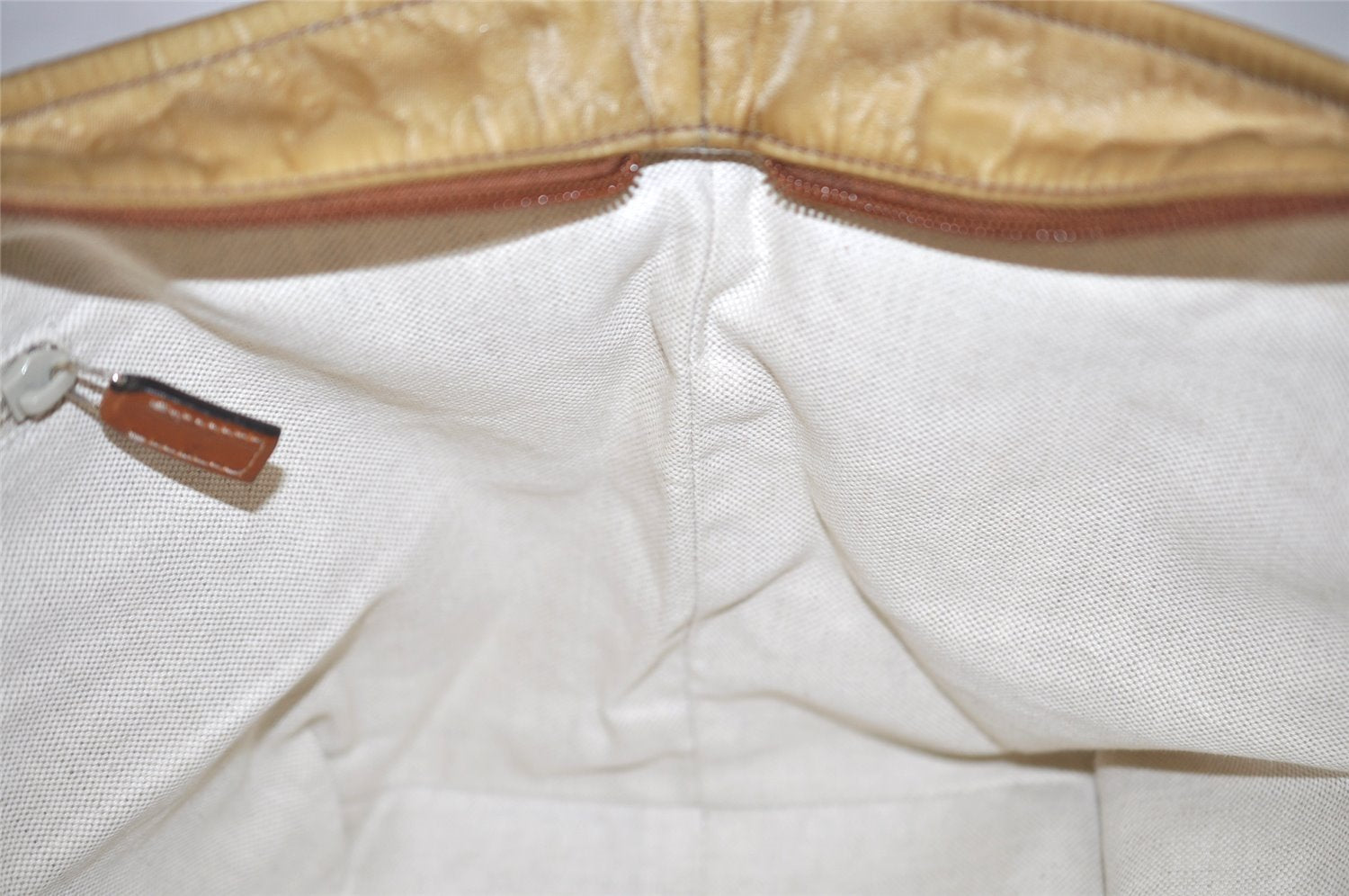 Authentic GUCCI Vintage Shoulder Tote Bag GG Nylon Leather 131230 Beige 0050J