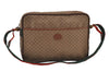 Authentic GUCCI Web Sherry Line Micro GG PVC Leather Shoulder Bag Brown 0051J