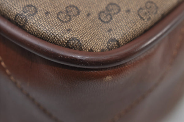 Authentic GUCCI Web Sherry Line Micro GG PVC Leather Shoulder Bag Brown 0051J