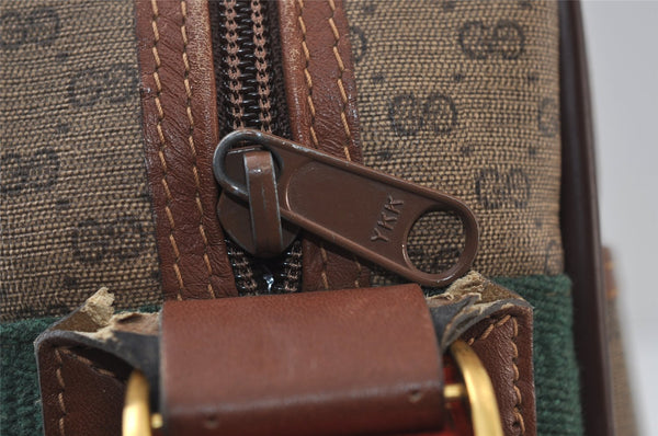 Authentic GUCCI Web Sherry Line Micro GG PVC Leather Shoulder Bag Brown 0051J