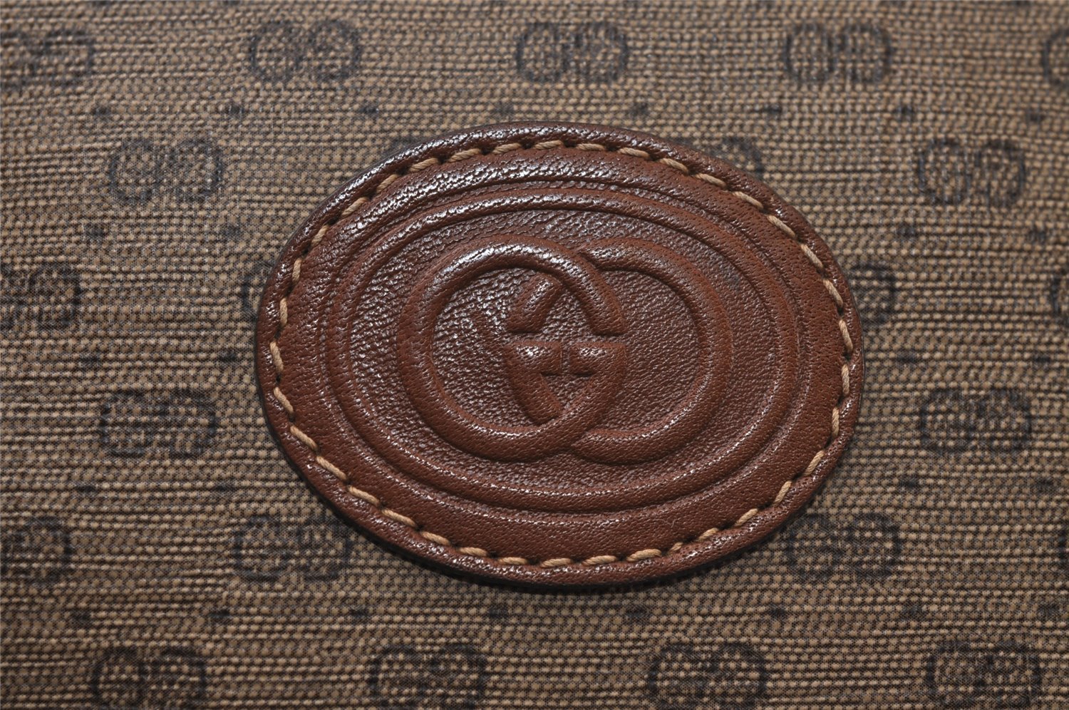 Authentic GUCCI Web Sherry Line Micro GG PVC Leather Shoulder Bag Brown 0051J