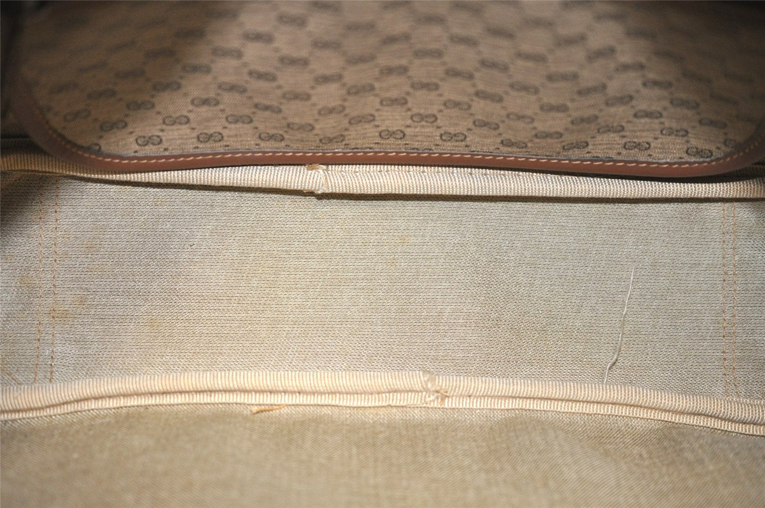 Authentic GUCCI Web Sherry Line Micro GG PVC Leather Shoulder Bag Brown 0051J