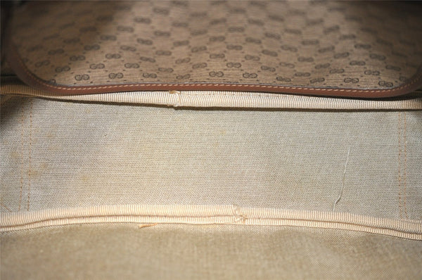 Authentic GUCCI Web Sherry Line Micro GG PVC Leather Shoulder Bag Brown 0051J
