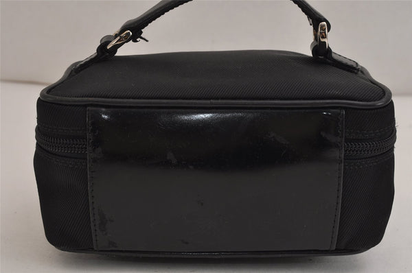 Authentic GUCCI Vintage Bamboo Vanity Hand Bag Purse Nylon Leather Black 0051K