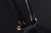 Authentic GUCCI Vintage Bamboo Vanity Hand Bag Purse Nylon Leather Black 0051K